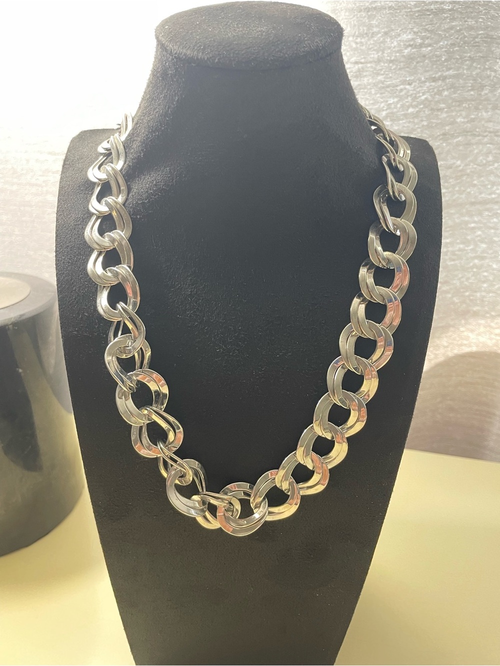 Chunky Silver-Tone Link Necklace for Women